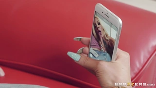 Amazing blonde Nicolette Shea worships Keiran's big cock