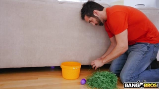 Valentina Nappi with bunny ears plays with her boyfriend