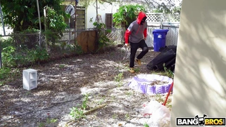 Alex Blake gets [censored] by ski masked guy outdoors