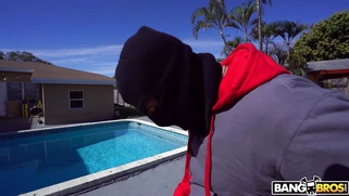 Alex Blake gets doggystyled on the sunbed in POV