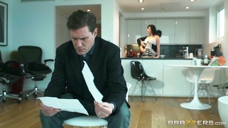 Jasmine James uses burglar's fat cock to get some [censored] on her husband