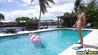 Lena Paul caught her neighbor Tyler spying on her in the pool