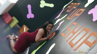 Big breasted Aryana Adin sucks cock through the glory hole