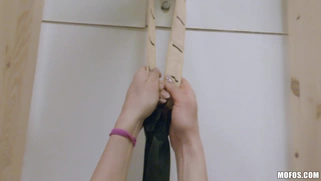 Lindsey Cruz getting fucked hanging on the wall