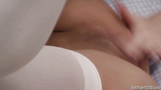 Hot college babes Megan Salinas and Catie Parker explore their lesbian sides