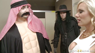 Kate Frost whips out her big tits and seduces her saviour