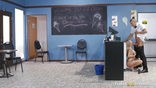 Blonde Kat Dior guzlles Xander Corvus' cock