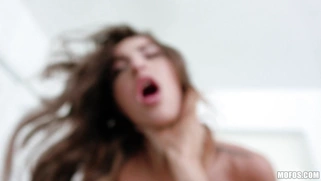 Small titted Sofie Reyez rides cock with her shaved pussy