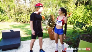 Maya Bijou is sucking her coach Robby Echo's cock