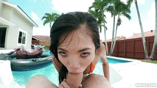 Newcomer Vina Sky is sucking the big cock in POV